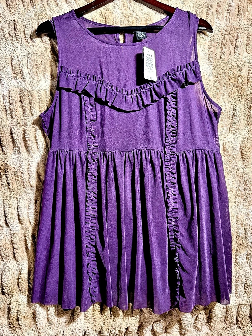 TORRID Purple Ruffle Mini Dress Size 2 NWT